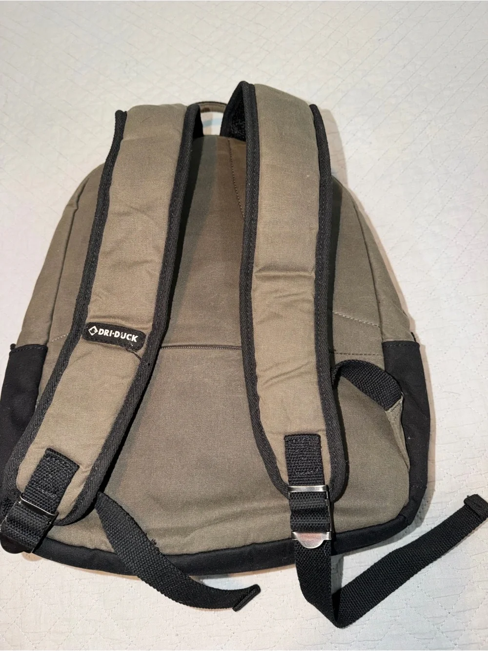 DRI DUCK Backpack Olive Green Black Canvas Laptop School Work Travel Bag